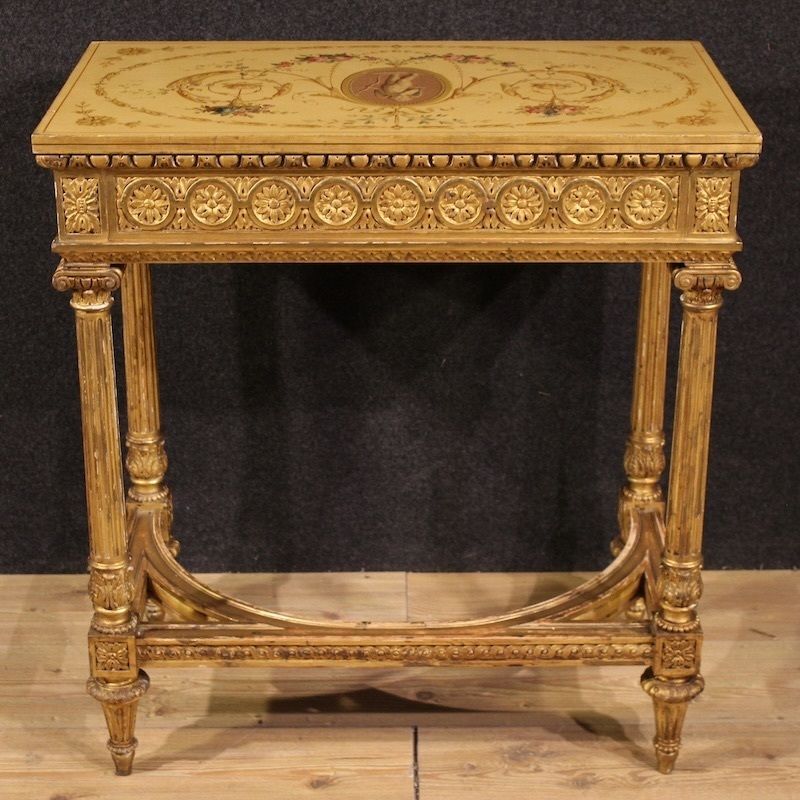 photo furniture French Lacquered And Gilded Side Table By Sormani In The Louis XVI Style