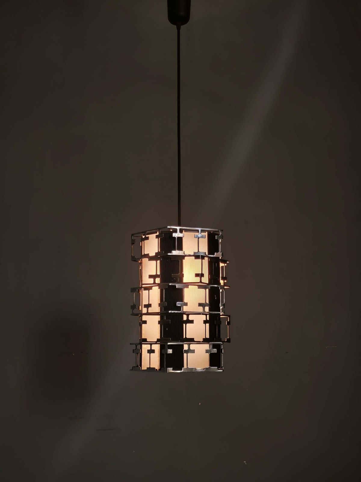 Mid-Century Tsjechische chromen geometrische hanglamp, jaren 1960 photo for sale