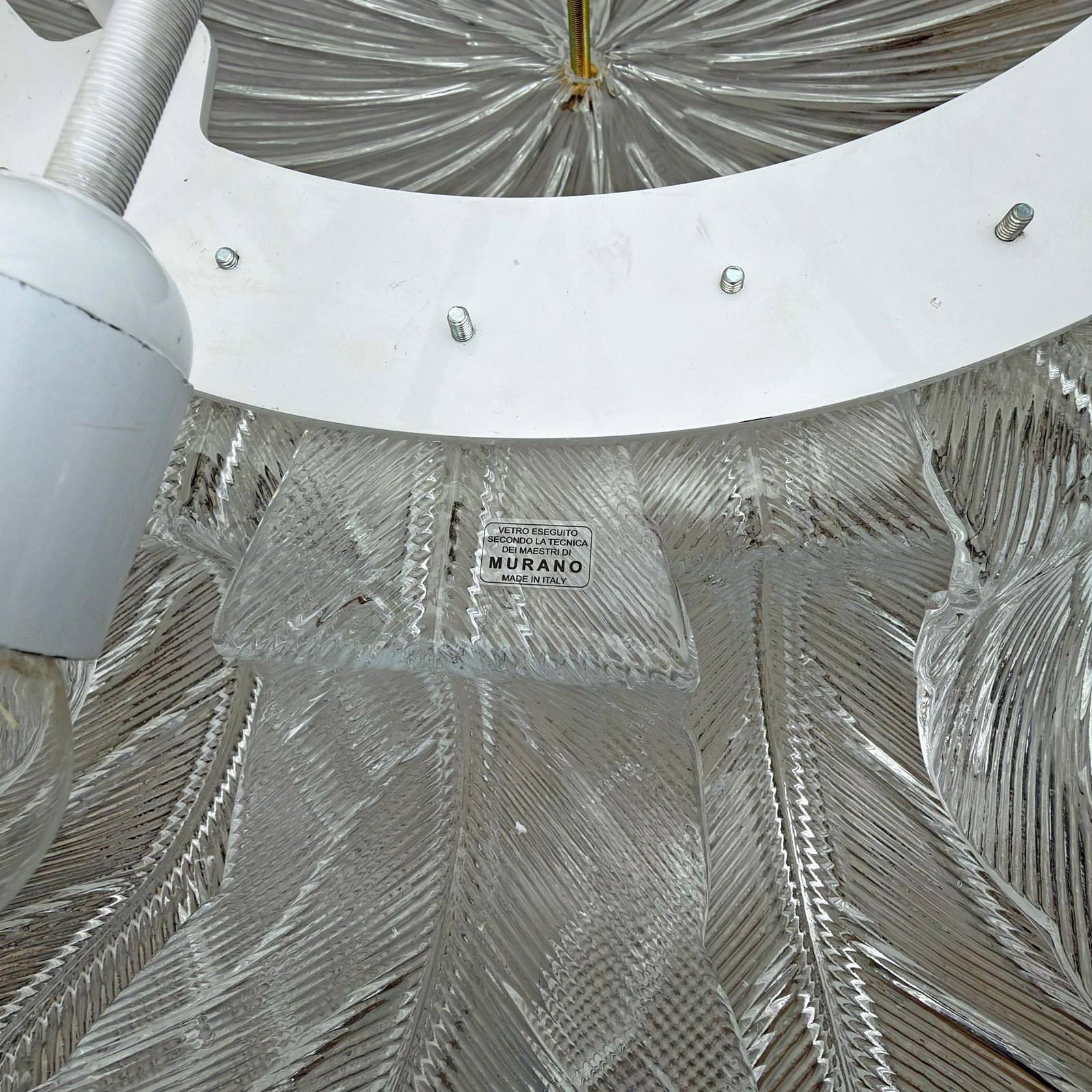 Verlichting Grote Italiaanse plafondlamp met Murano-glazen bladeren photo