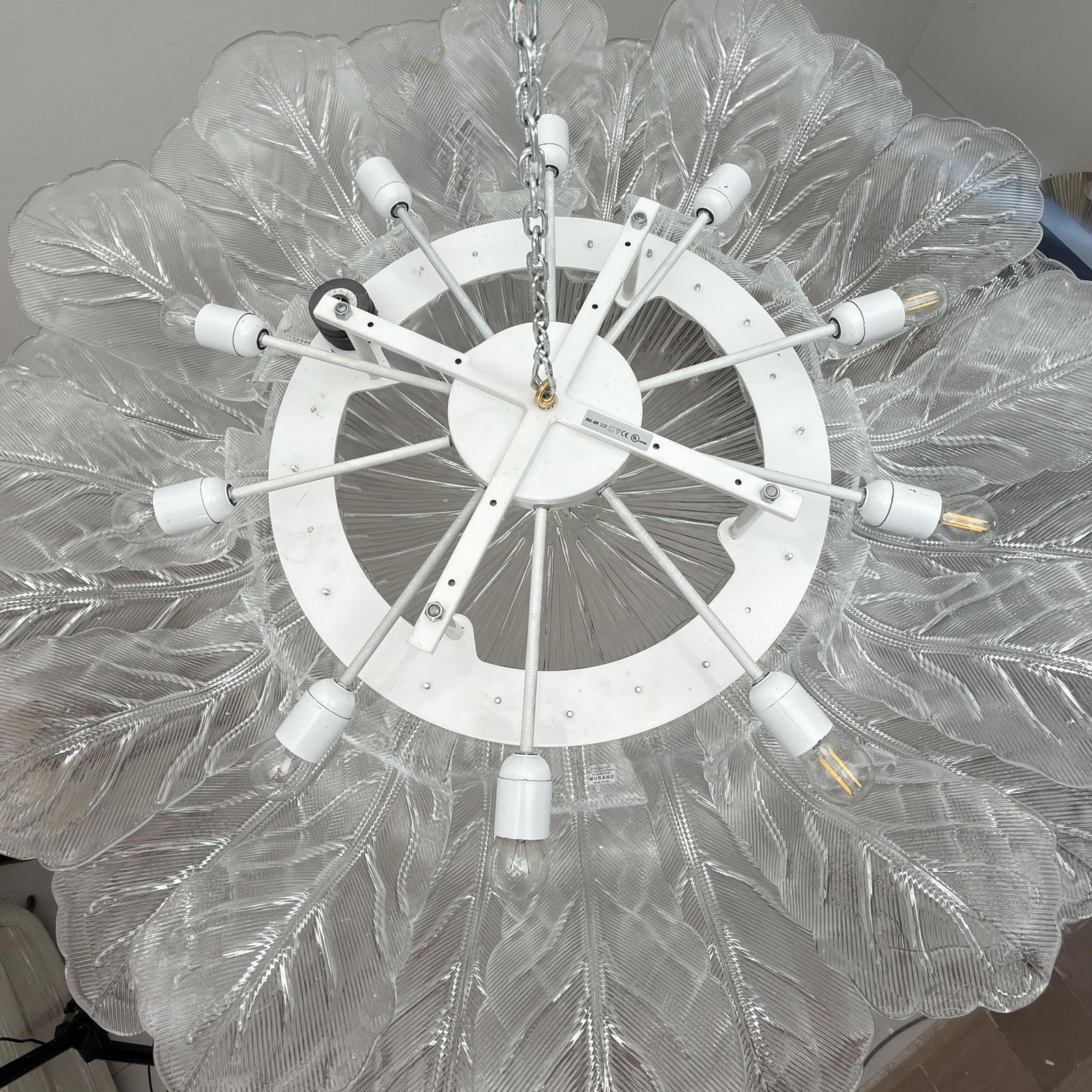 5991.0 Grote Italiaanse plafondlamp met Murano-glazen bladeren photo