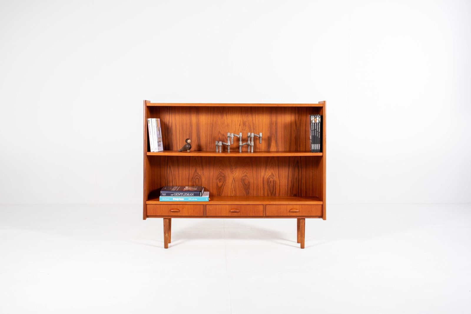 Vintage Teakhouten Boekenkast Met Lades - Mid Century Scandinavisch Cabinet