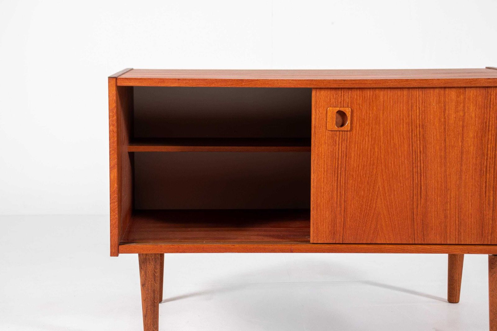 Danish Mid Century Teak Sideboard With Sliding Doors — 1960s photo vinterior