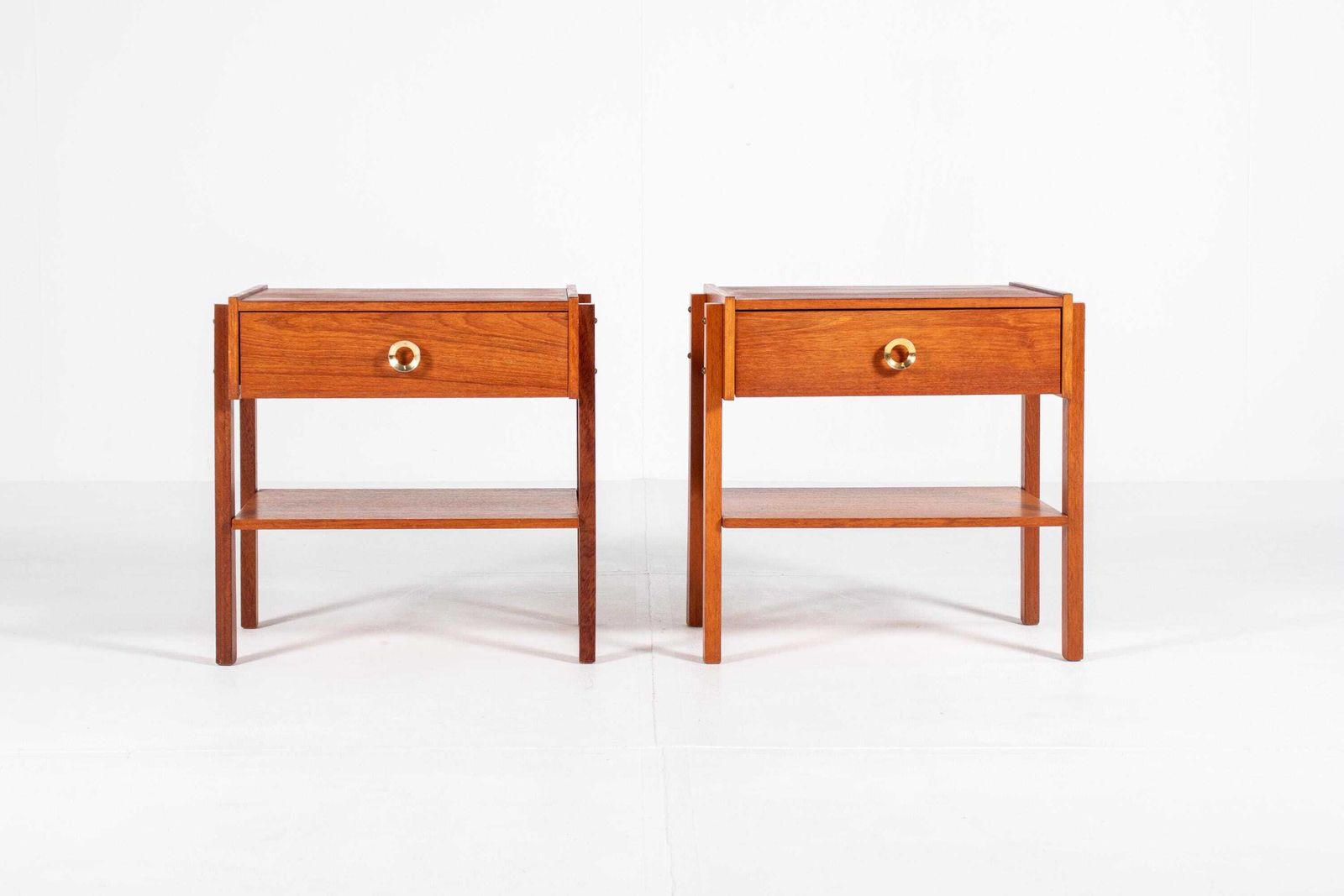 Set Of 2 Danish Mid Century Teak Bedside Tables — 1960s photo for sale