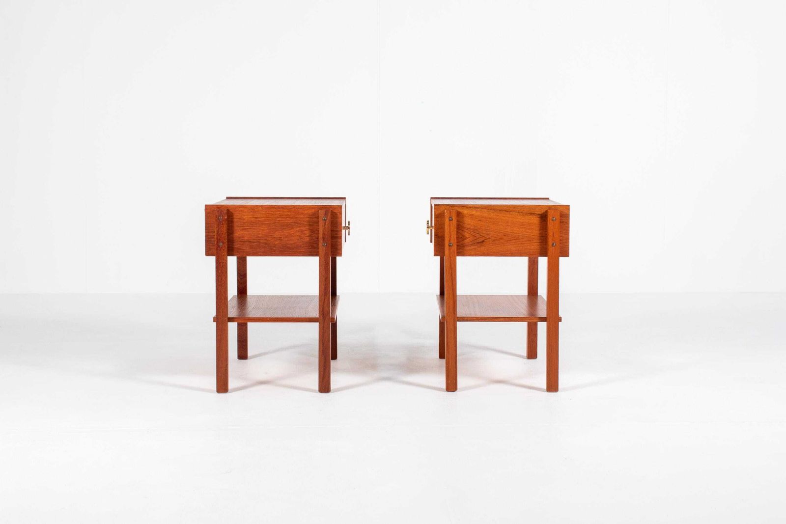 Set Of 2 Danish Mid Century Teak Bedside Tables — 1960s photo vintage