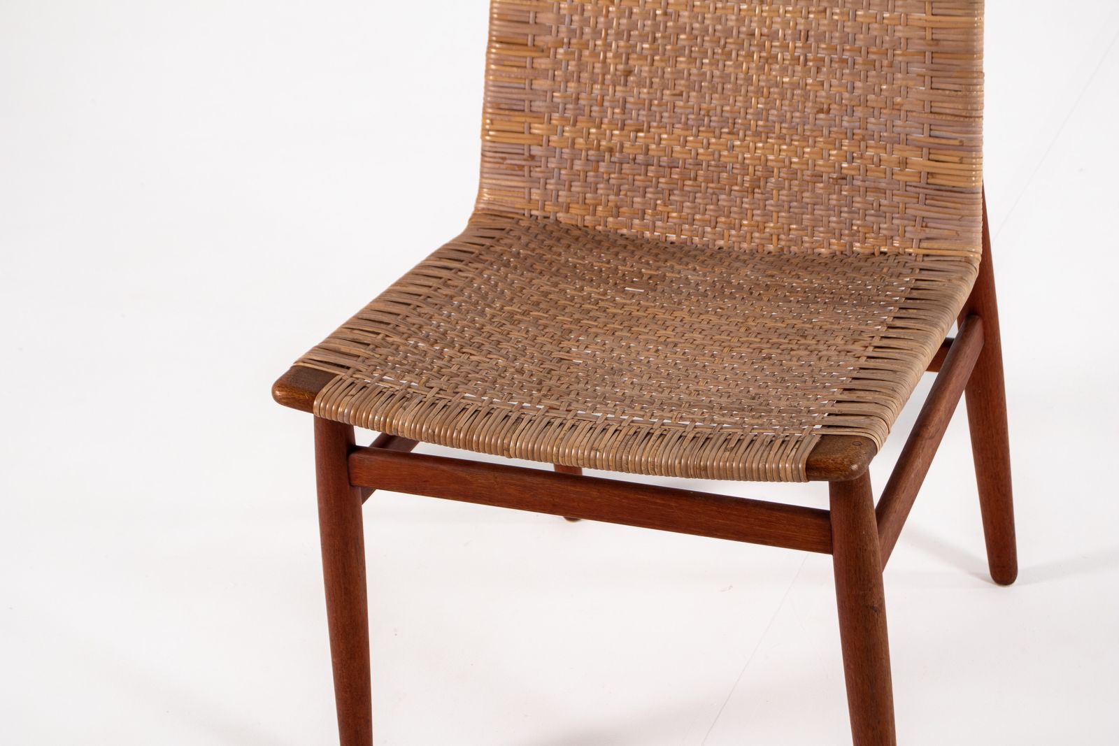 photo for sale Jørgen Høj Teak And Rattan Chair For Thorald Madsen, Copenhagen Denmark 1950's