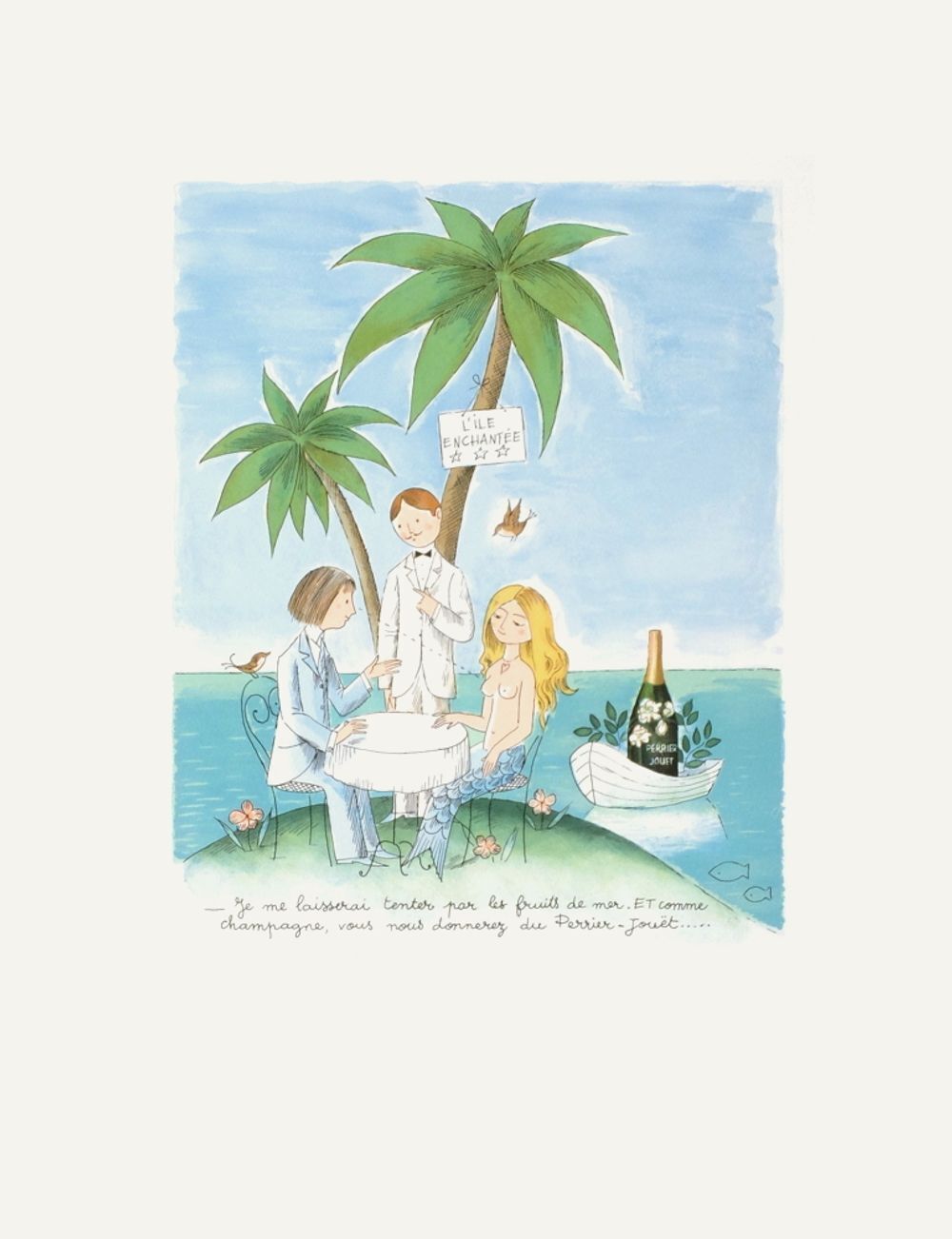 Raymond Peynet Lithografie Je Me Laisserai Tenter Par Les Fruits De Mer... 1985