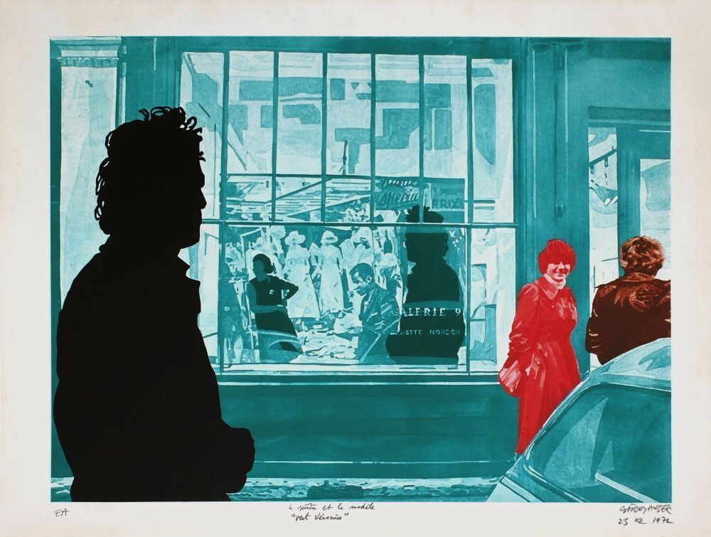 Gérard Fromanger Gesigneerde Zeefdruk Peintre Et Modèle : Vert Véronèse 1972
