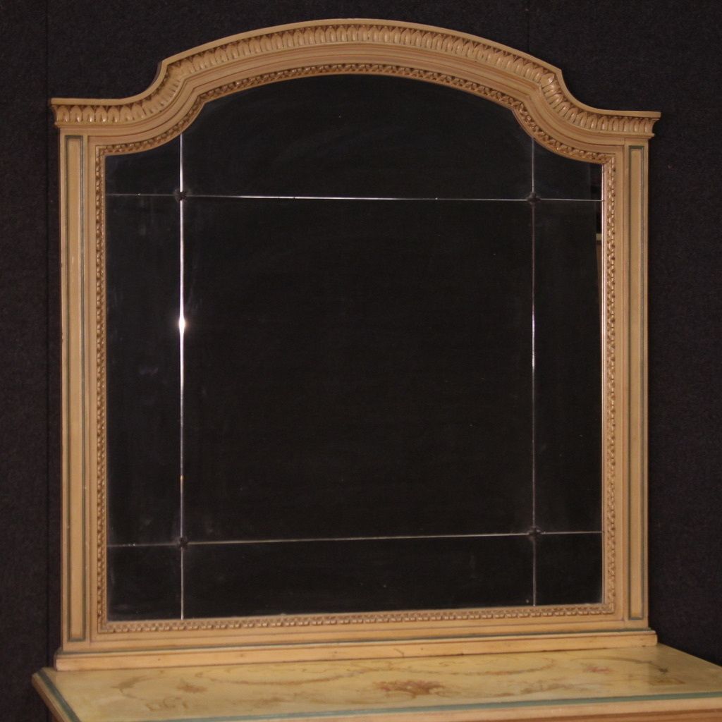 Coiffeuse avec miroir laquée de style Louis XVI, années 1960 photo furniture