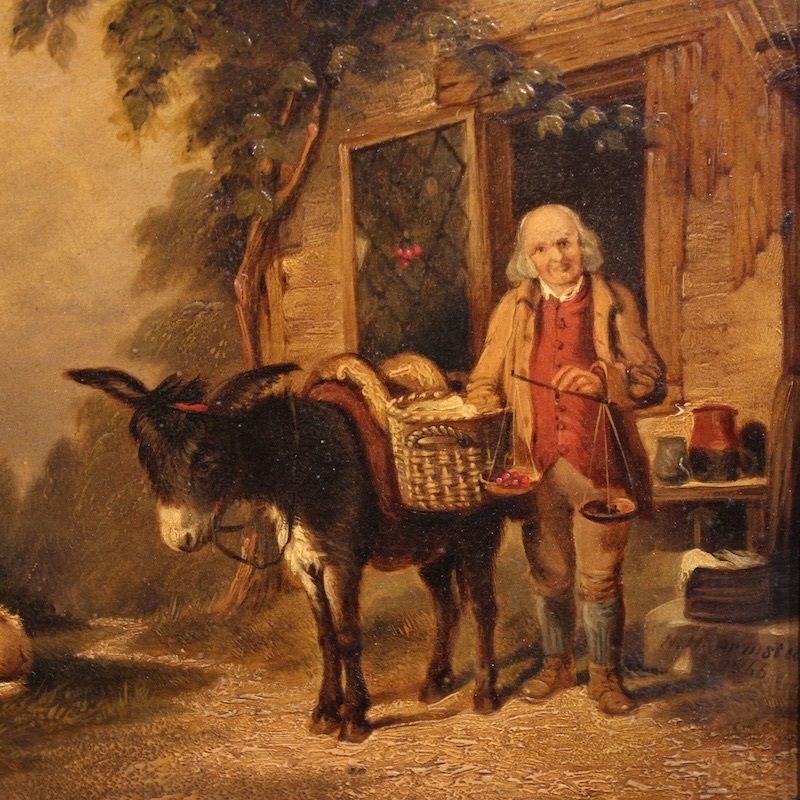 Tableau anglais d'époque, scène de genre rurale, daté 1866 photo Art