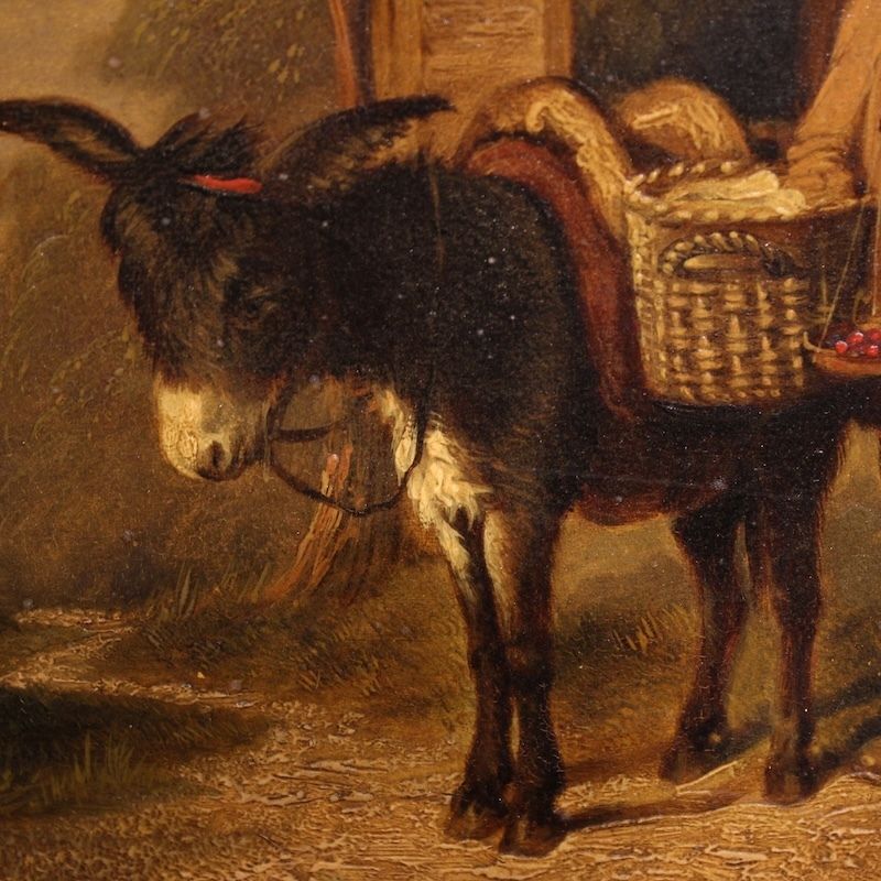 photo for sale Antiek Engels schilderij van een landelijk genretafereel, gedateerd 1866