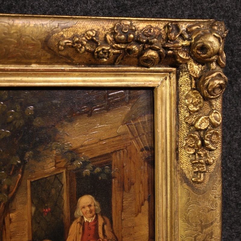 Art Tableau anglais d'époque, scène de genre rurale, daté 1866 photo
