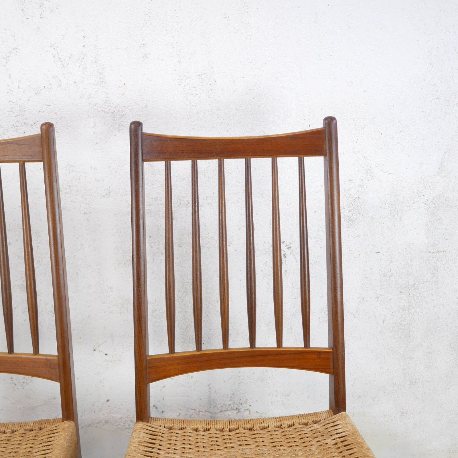 Vintage Mid Century Danish Teak Cord Dining Chairs Arne Hovmand Olsen #103227 photo 415.0