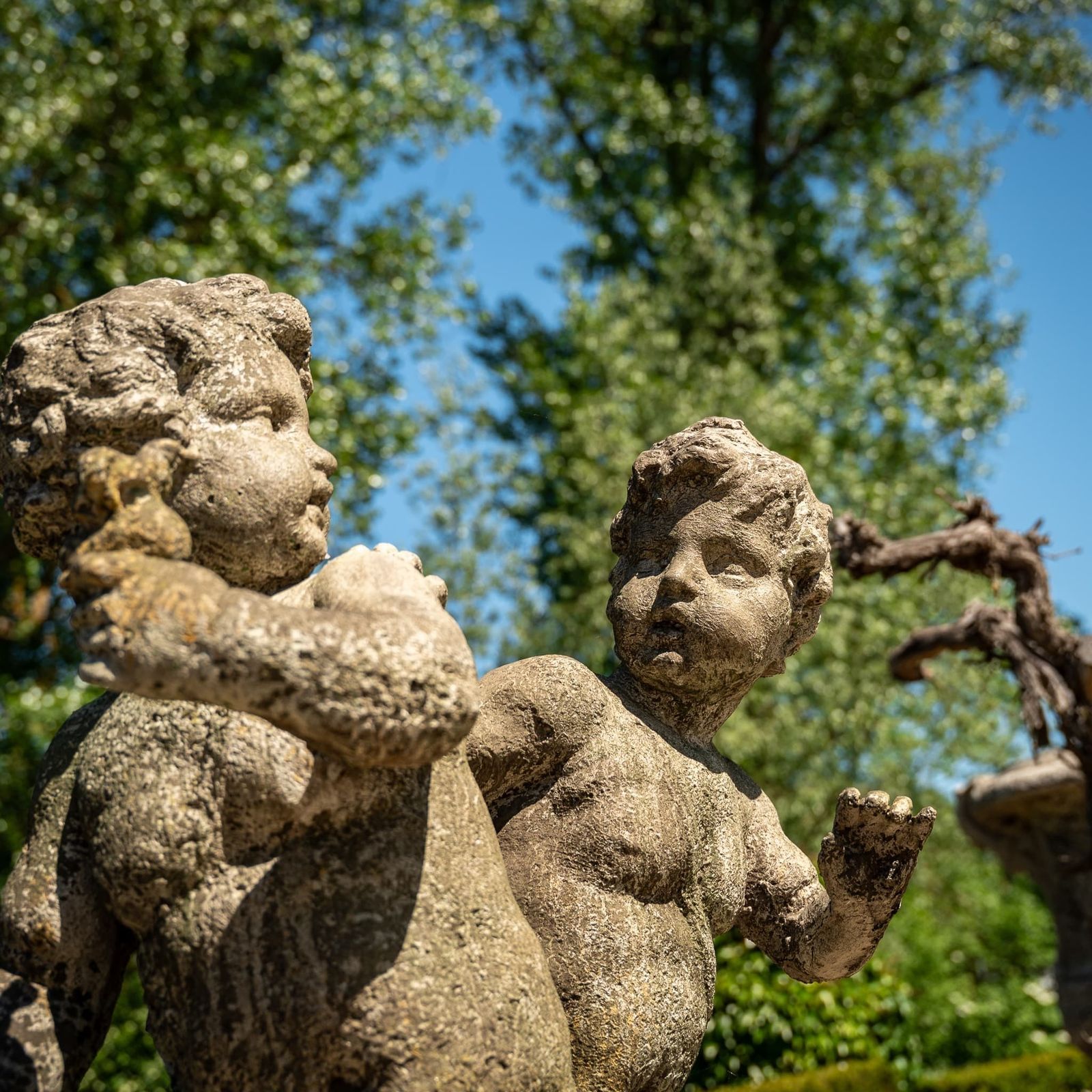 Playing Putti, Stone Cast, Probably Late 20th Century photo furniture