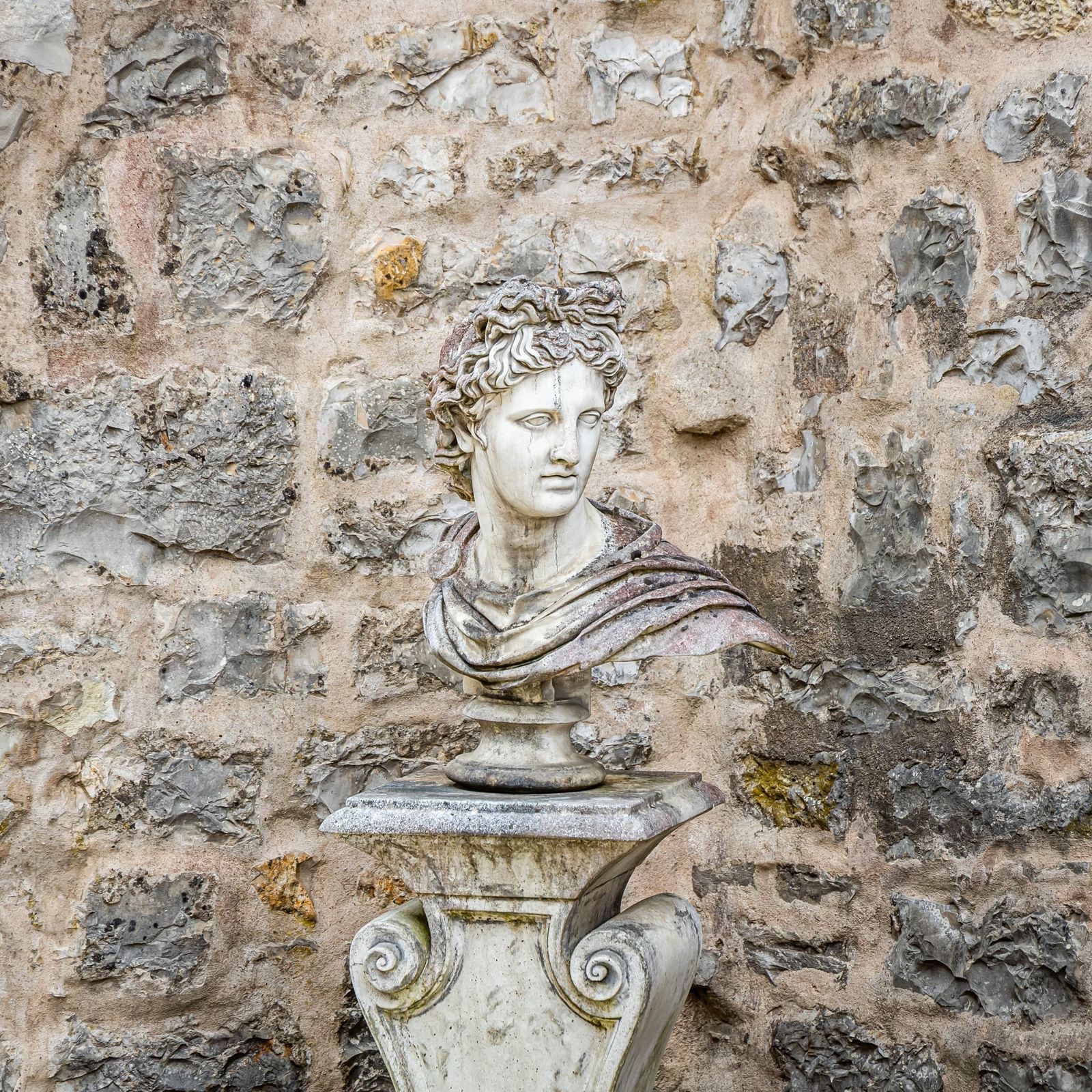 Bust Of The Apollo Belvedere In Natural Stone, 2nd Half 20th Century photo for sale