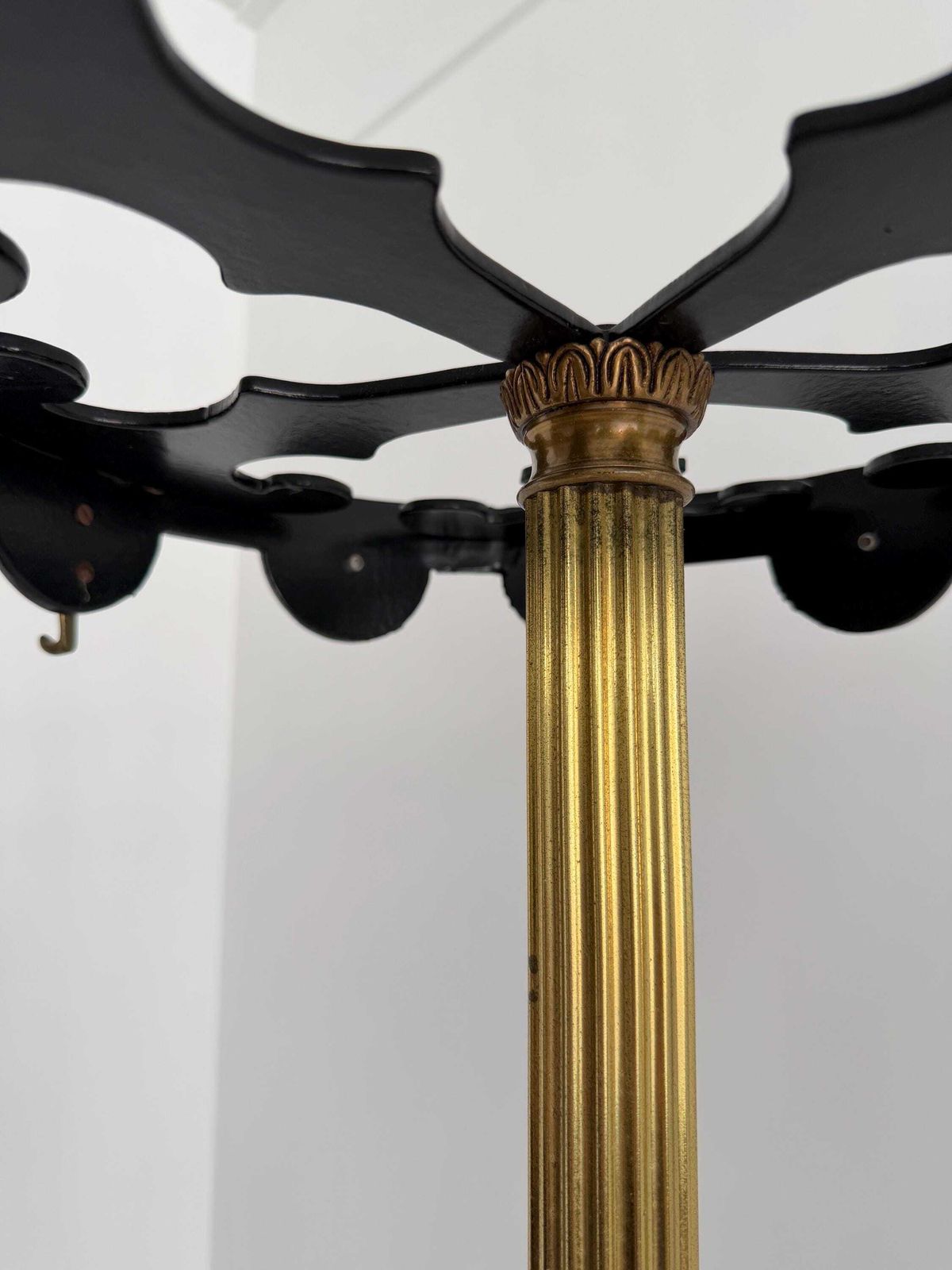 photo for sale Vintage Italian Brass & Black Coat Rack , Sculptural Hall Tree , Hollywood Regency , Mid Century 1950s