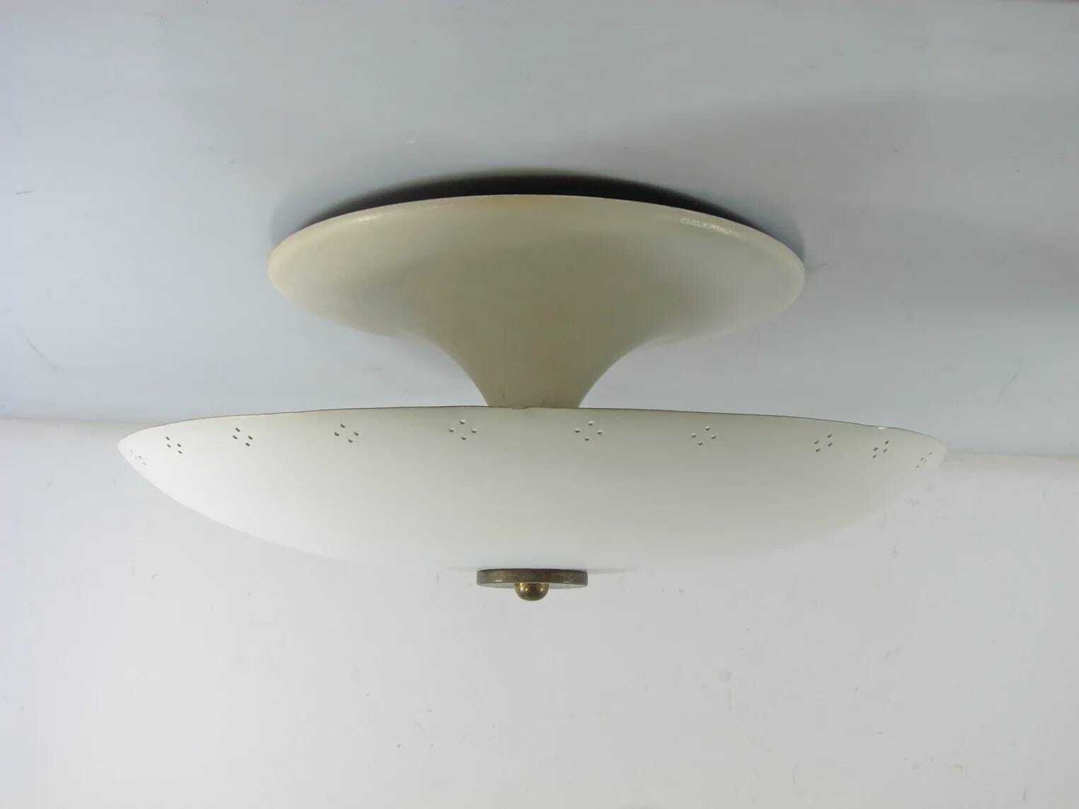 Zeldzame Italiaanse plafondlamp met omgekeerde parasolvorm, ca. jaren 1950 — Gino Sarfatti, Eames, Rietveld, Cadovius, Braakman, Jean Prouvé, Jacobsen, Aalto