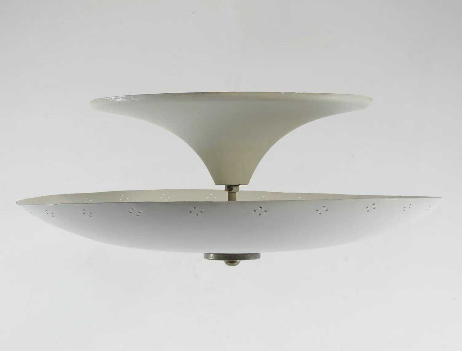 Zeldzame Italiaanse plafondlamp met omgekeerde parasolvorm, ca. jaren 1950 — Gino Sarfatti, Eames, Rietveld, Cadovius, Braakman, Jean Prouvé, Jacobsen, Aalto photo furniture