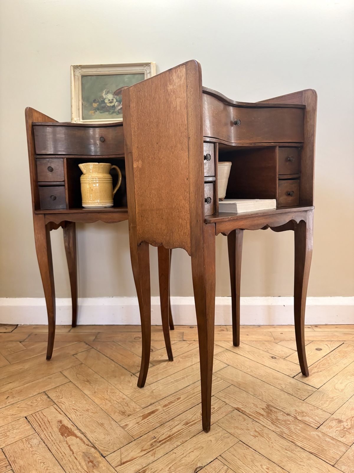 A Pair Of French Walnut Bedside Tables photo vinterior