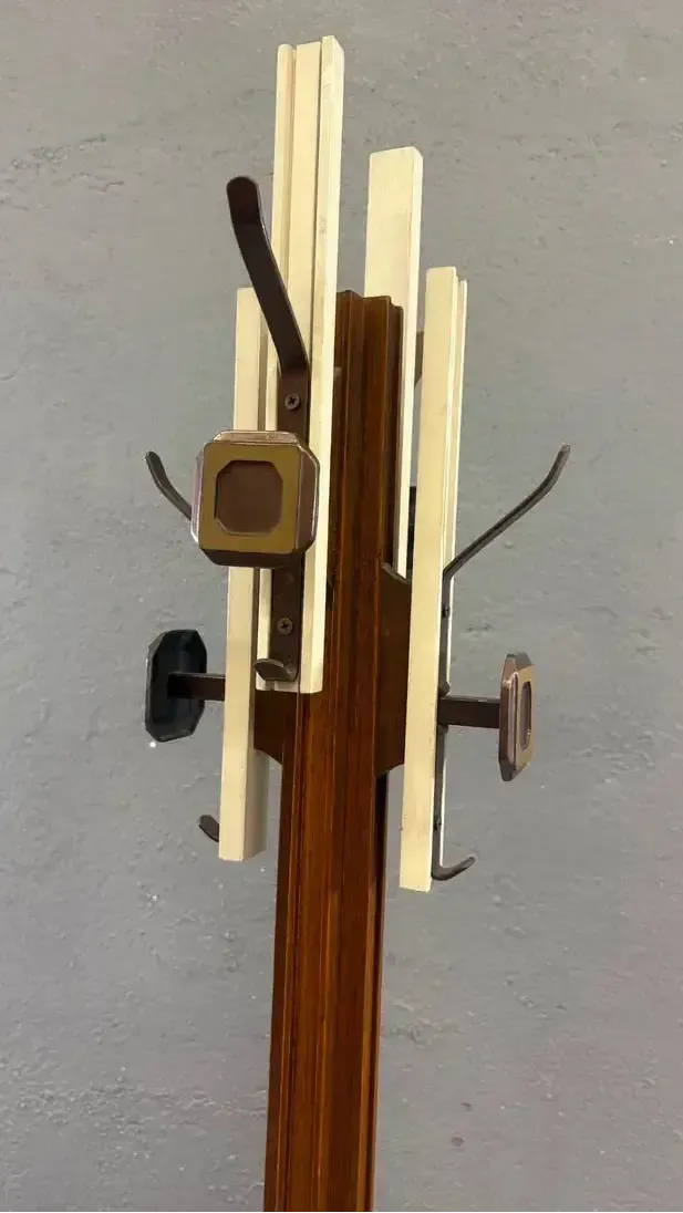 Coat Rack Mid Century Wood & Stainless Steel By Carlo De Carli For Fiarm 1960s Italy. photo furniture