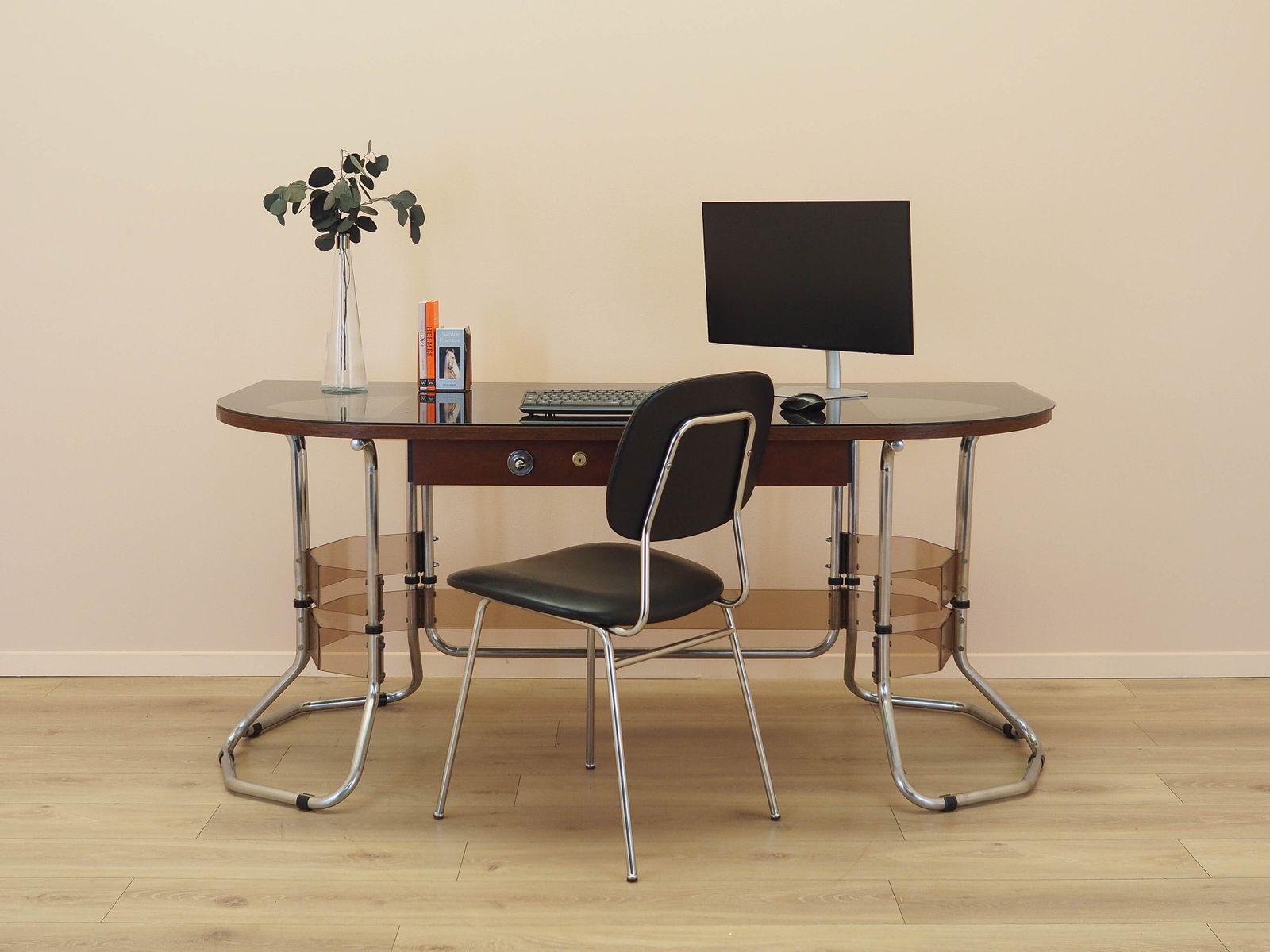 Mahogany Desk, Italian Design, 1980s, Made In Italy photo for sale