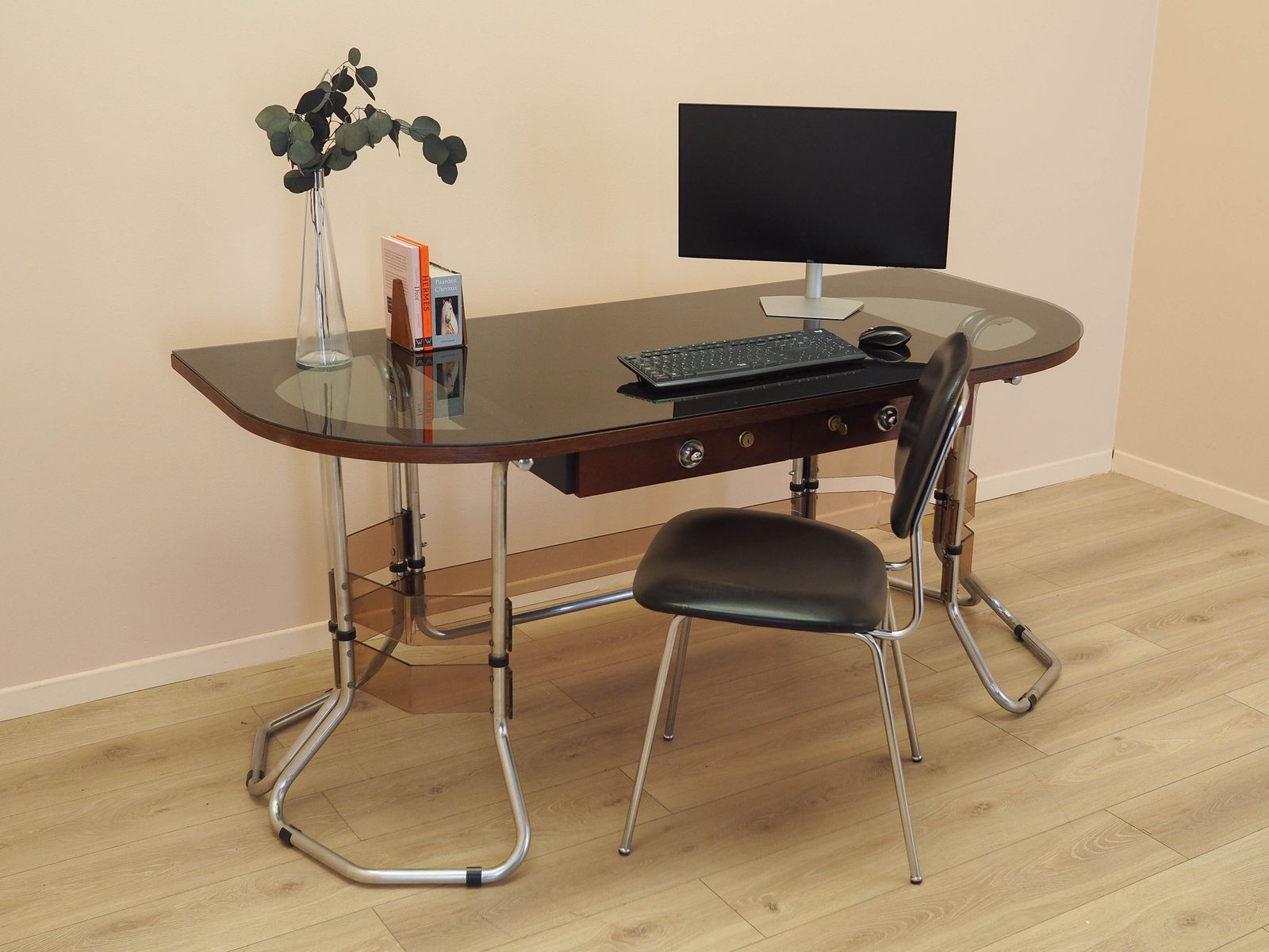 Mahonie bureau, Italiaans design, jaren 1980, Made In Italy photo Meubels