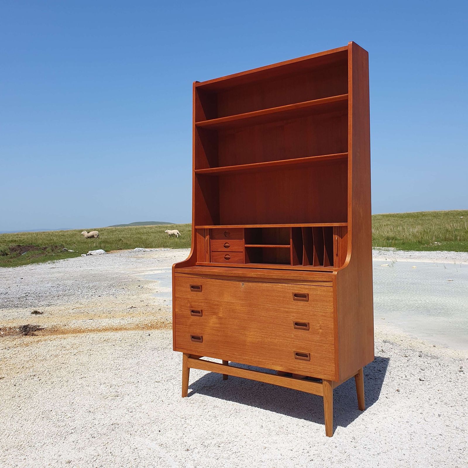 Johannes Sorth For Bornholm Mobelfabrik, Denmark. A Teak Secretaire Bookcase. 1960s. photo Furniture