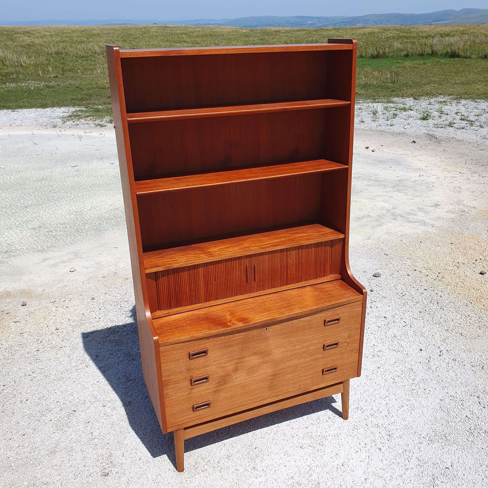 Johannes Sorth For Bornholm Mobelfabrik, Denmark. A Teak Secretaire Bookcase. 1960s. photo 985.0