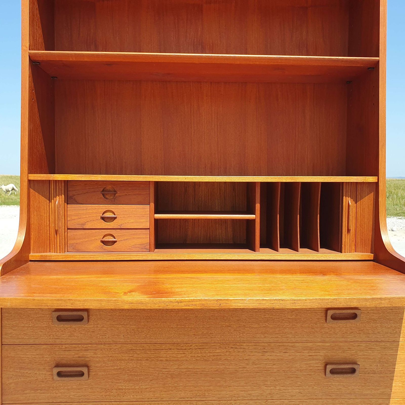 Johannes Sorth For Bornholm Mobelfabrik, Denmark. A Teak Secretaire Bookcase. 1960s. photo vinterior