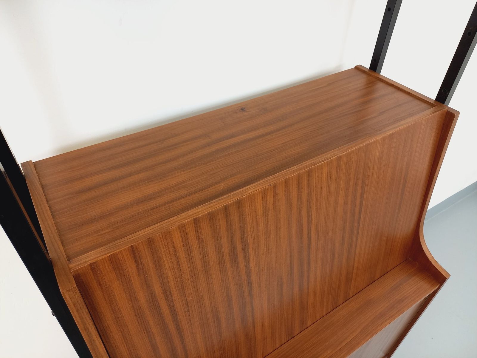 Teak And Metal Bookcase With Secretary Desk photo Furniture