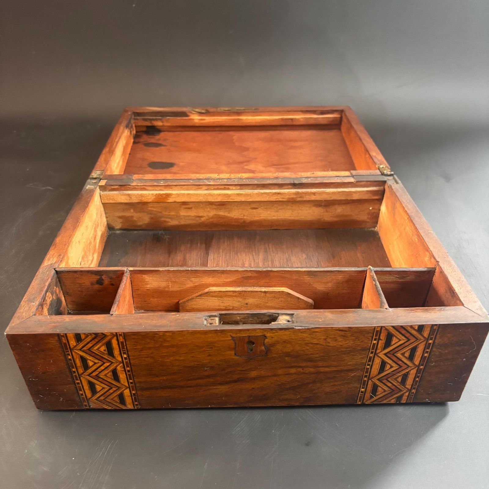 Antique Victorian Walnut Keepsake Box, Tunbridge Ware Inlaid Wooden Memory Chest, 19th Century Storage Box, Unique Upcycled Gift. photo Home Decor