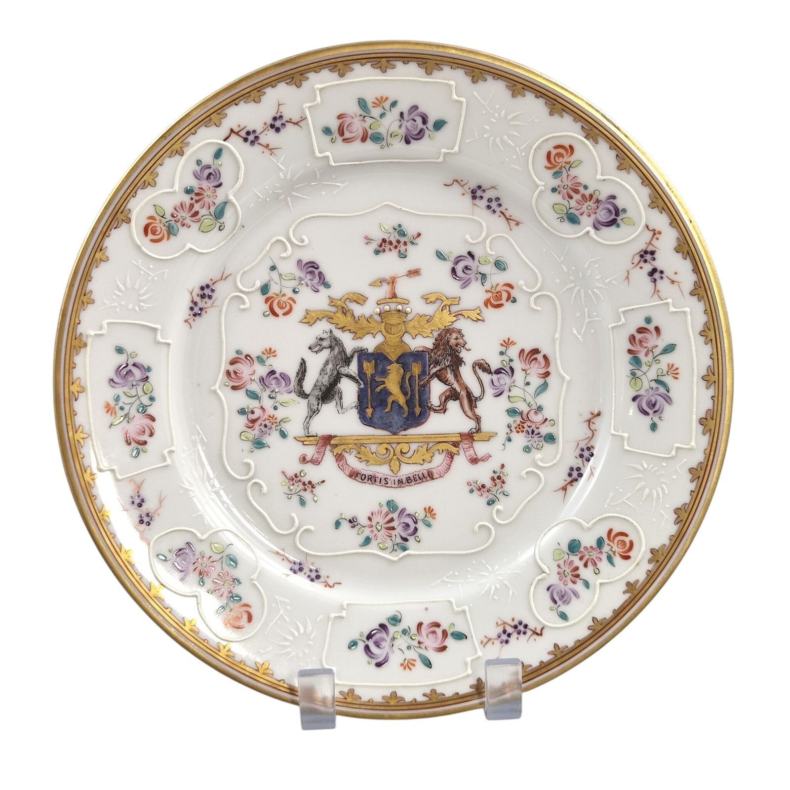 Edmé Samson & Cie Armoriale Porseleinen Borden, Chinese Export Revival, ca. 1890 photo furniture