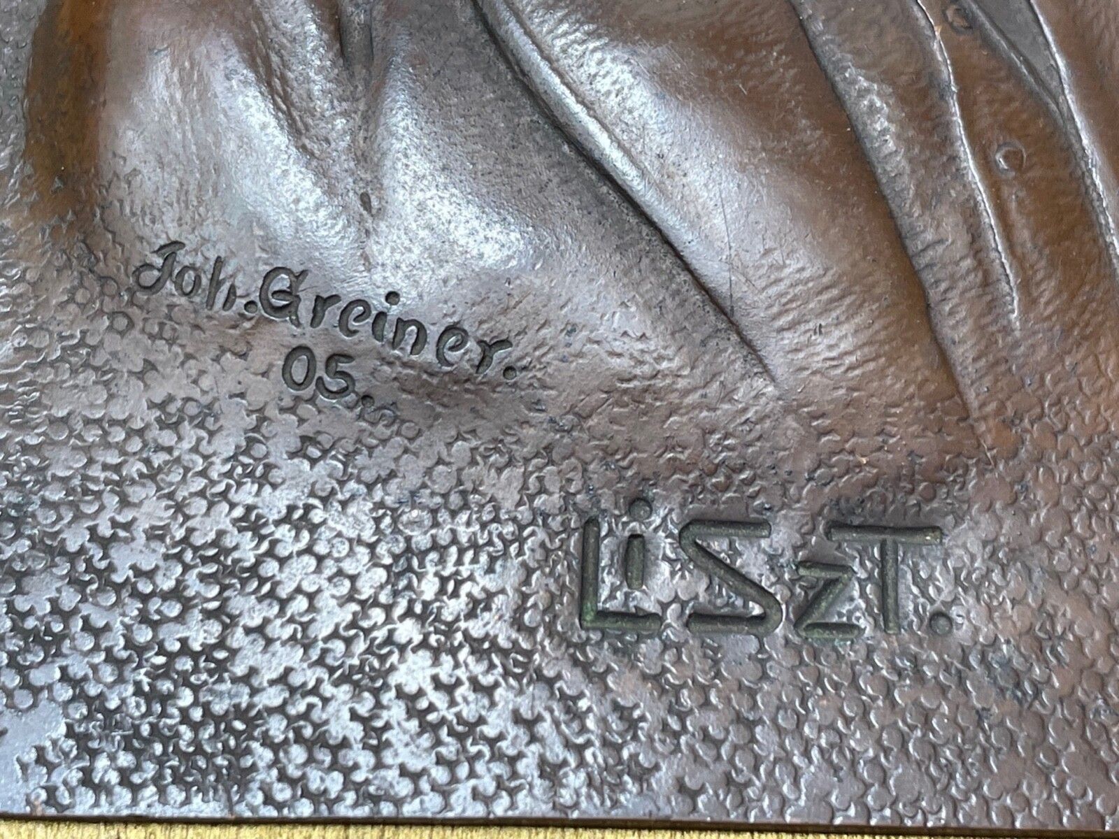 Antiek bronzen sculptuur Franz Liszt "Music Pianist Composer" wandplaquette, gesigneerd photo 685.0