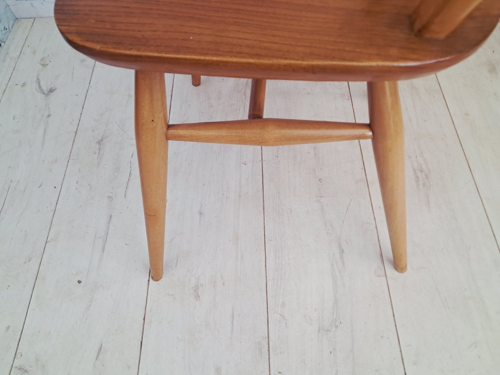 350.0 Mid Century Ercol Windsor Dining Chairs Pair Hoop Back Light Elm Chairs 1960 photo
