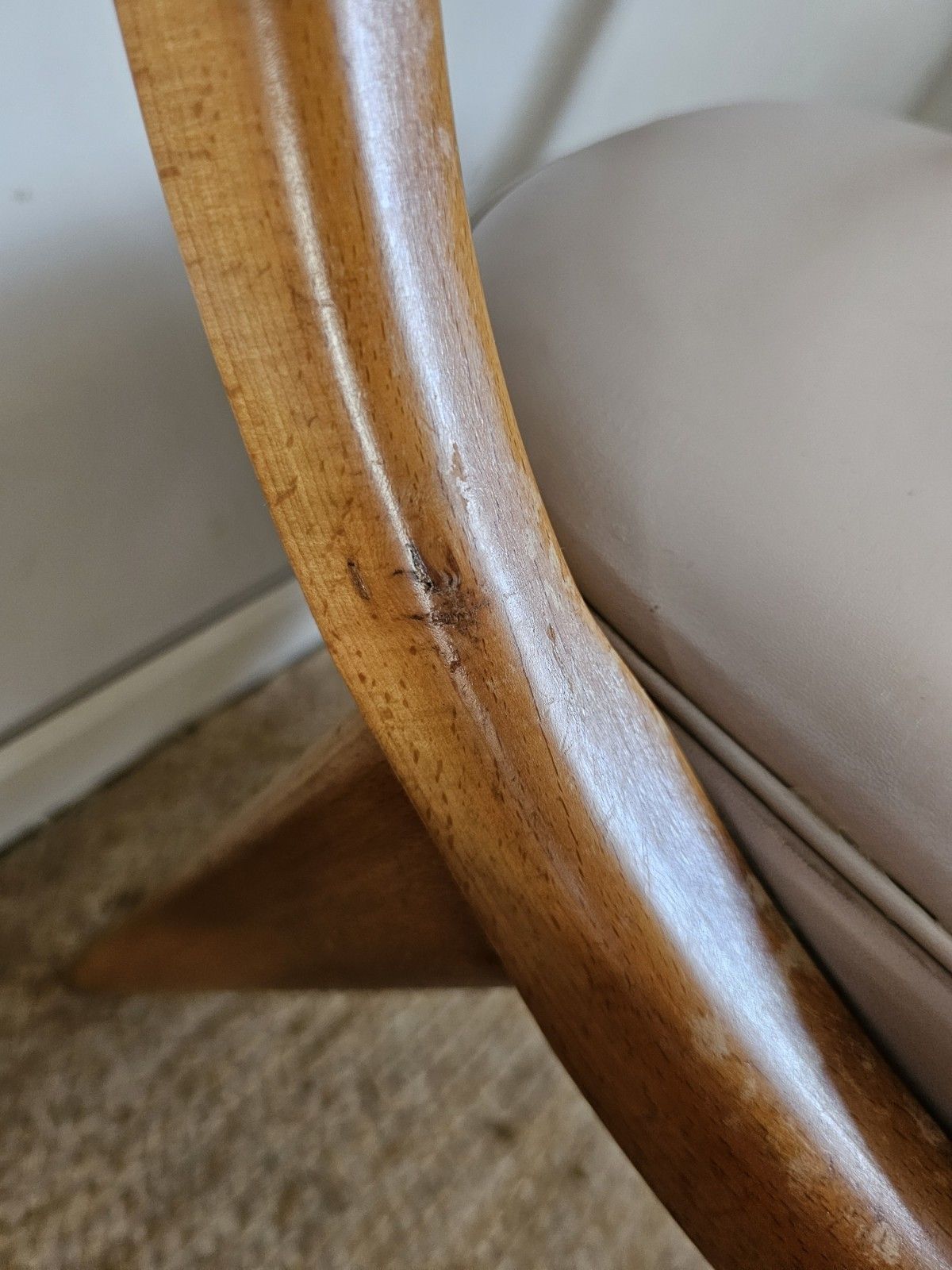 Furniture Ben Stoe Dining Chairs Mid Century Set Of 4 Taupe Vinyl Upholstery Delivery photo