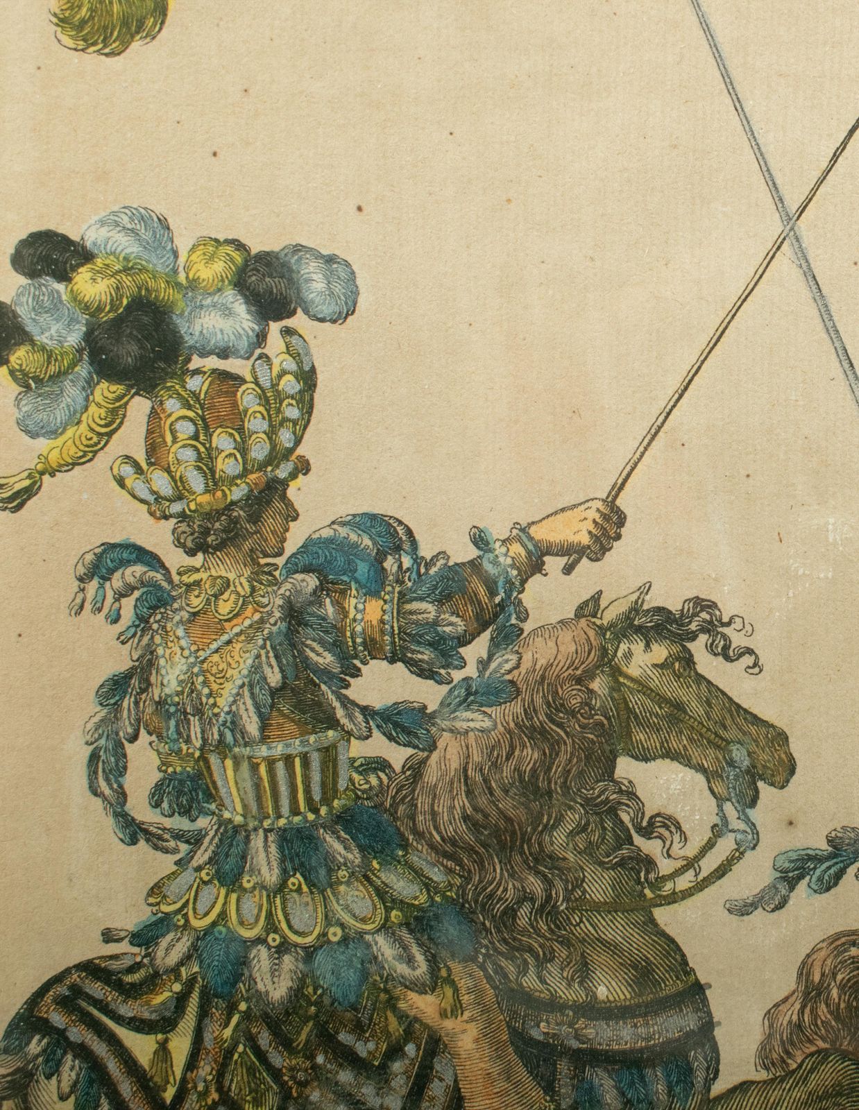 « Armiger Et Ephebus Indi » - Gravure coloriée à la main   Grand Carrousel 1662 photo Art