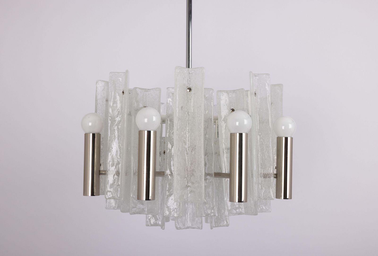 Kalmar chromen kroonluchter met ijsglas, Duitsland, 1970 photo furniture