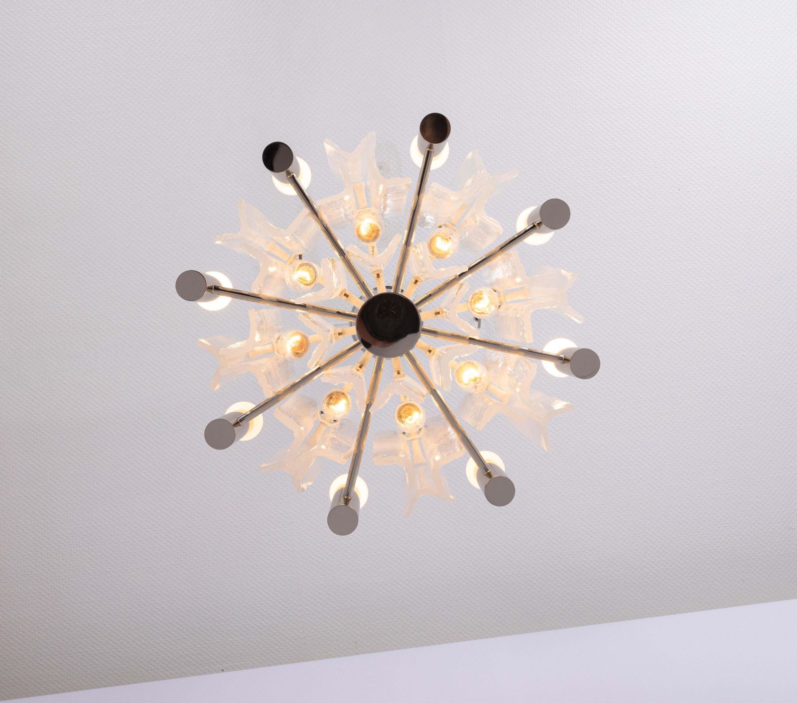 Stunning Kalmar Chrome Chandelier, Ice Glass, Germany, 1970 photo buy