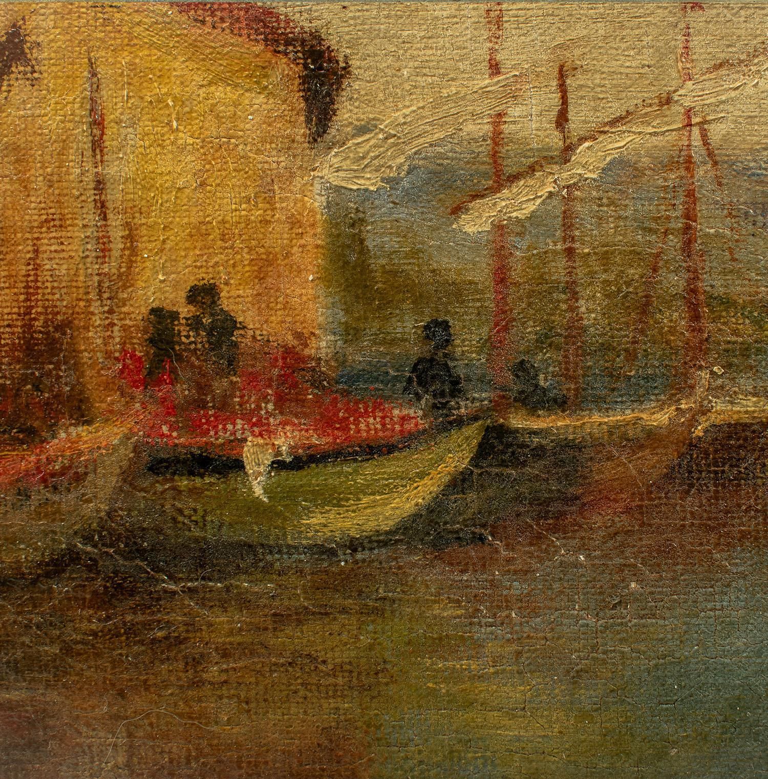 Port vénitien par Lasson, huile sur toile signée, fin du XIXe siècle photo Art