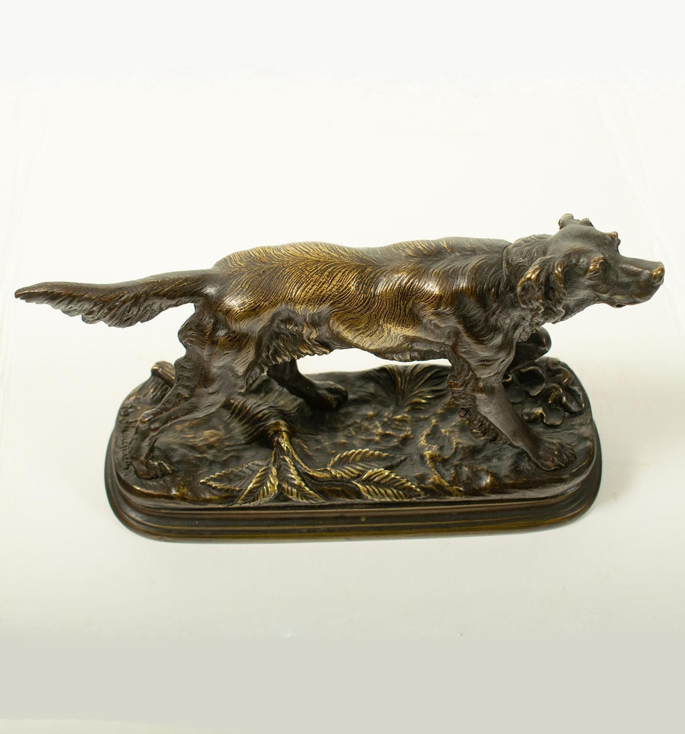 Bronze Sculpture By Jules Moigniez (1835–1894) Hunting Spaniel   19th Century photo Art