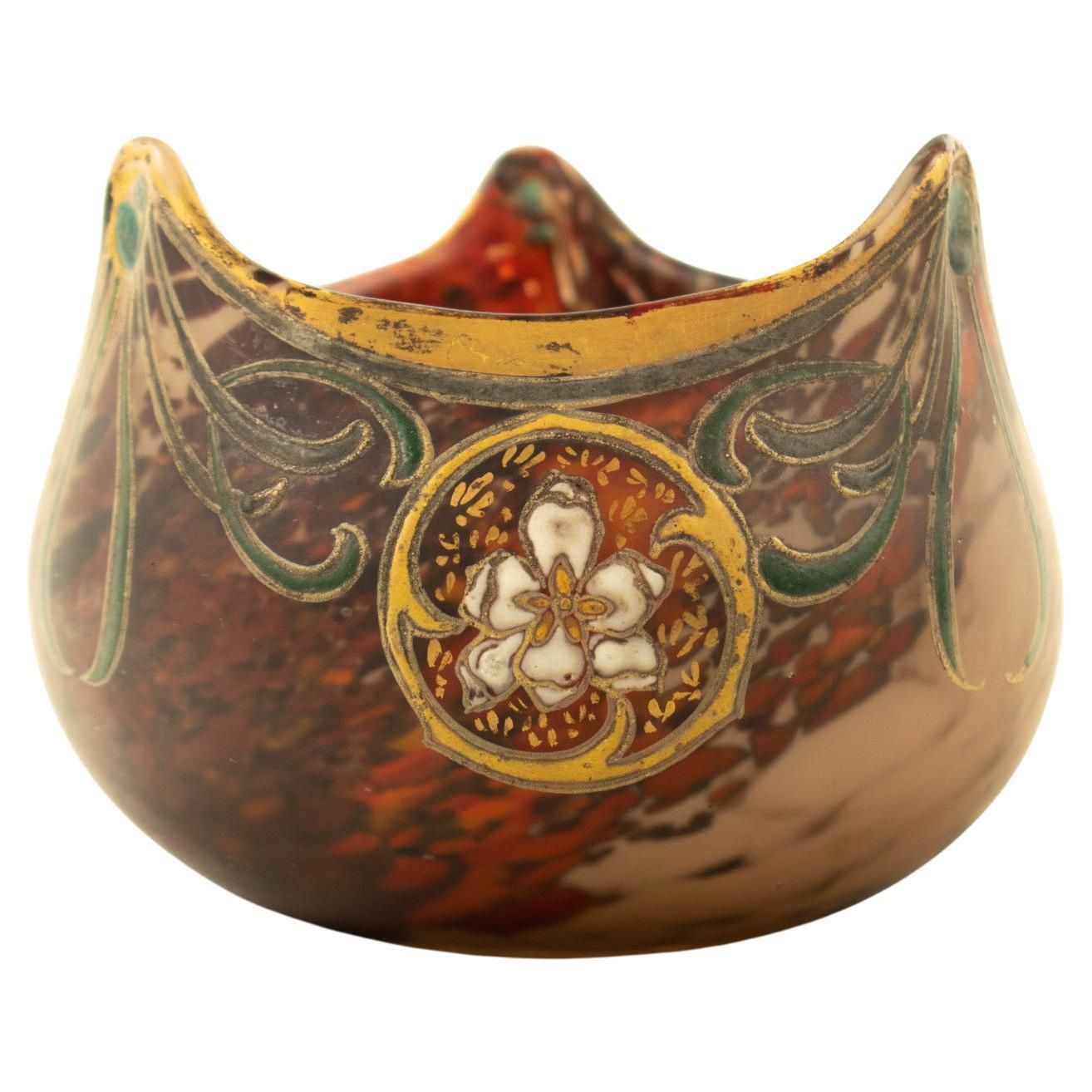 Vase boule en verre soufflé Art Nouveau, Le Gras
