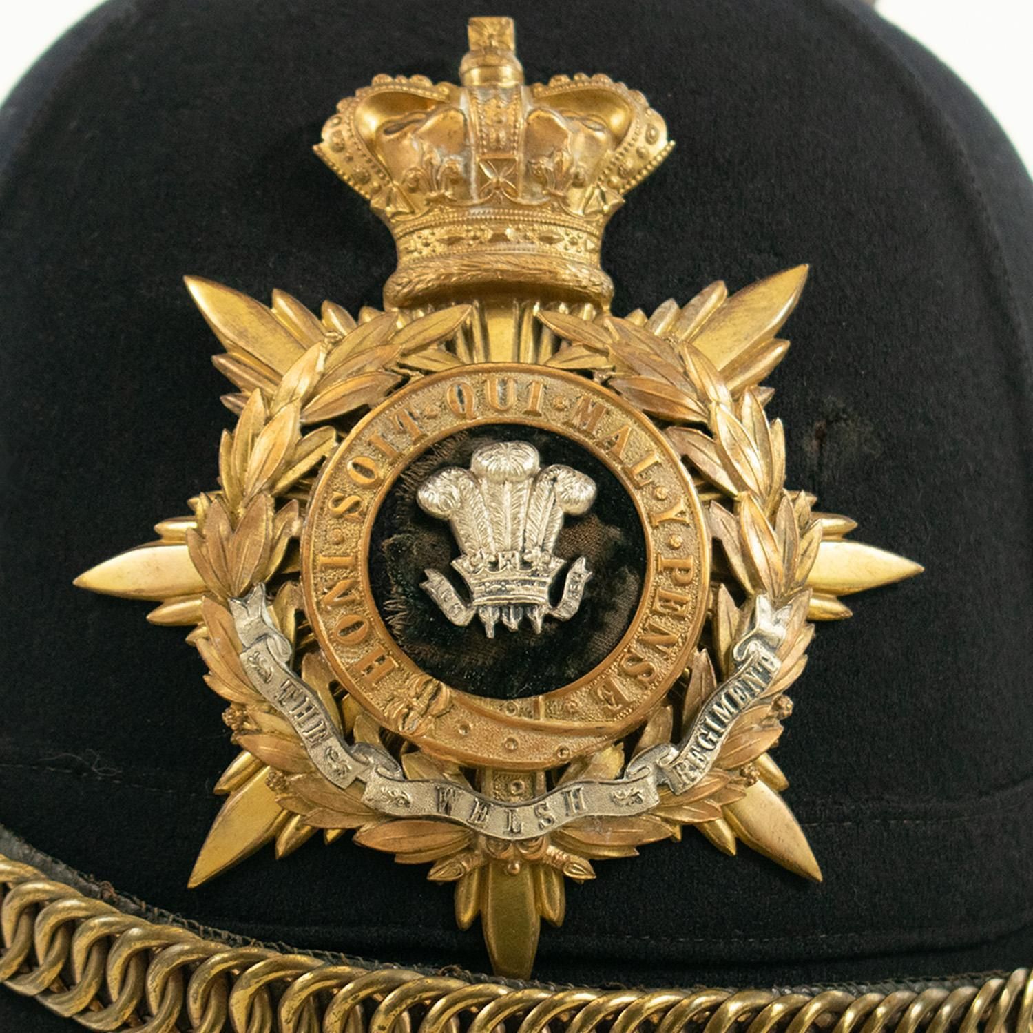 Casque de service intérieur victorien du Welsh Regiment photo Décoration