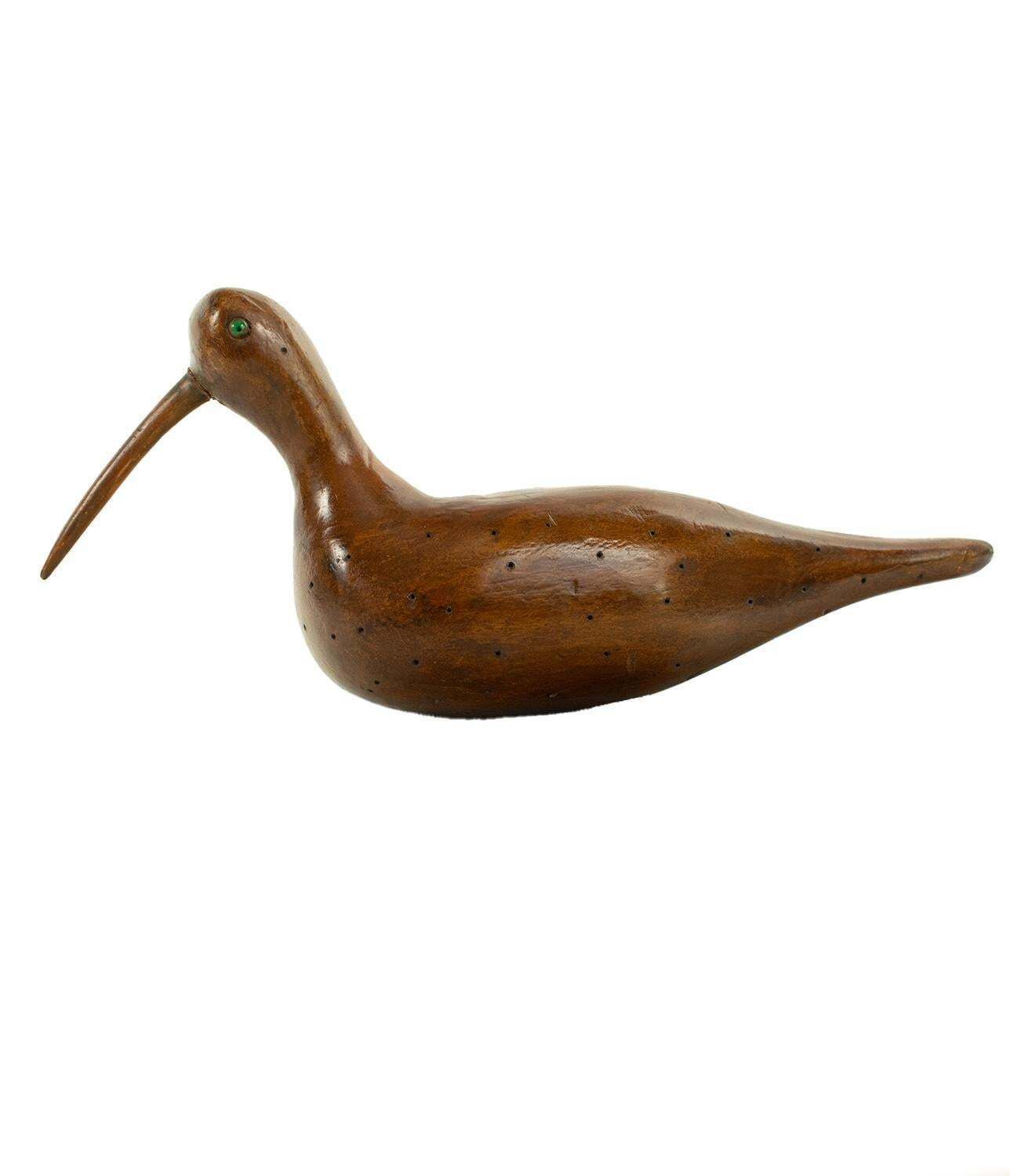 Trio de deux canards et un courlis, appelants d'époque en bois sculpté et peint photo Art