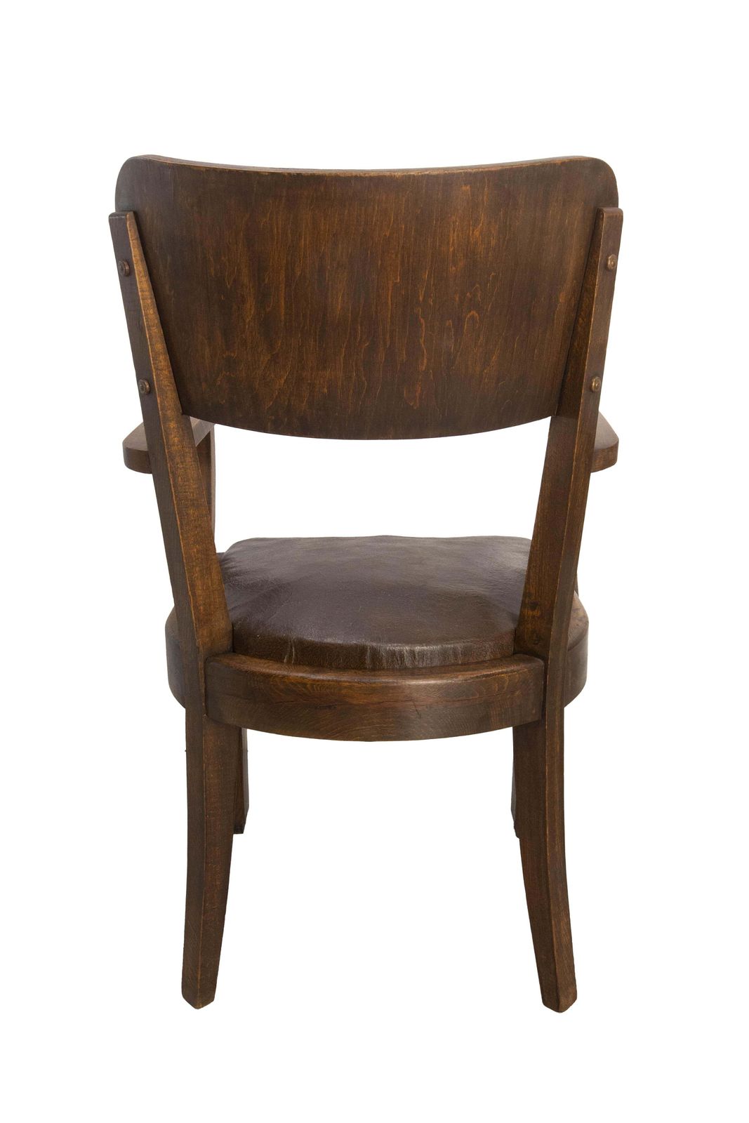 Antique Pair Beech Armchair Leather & Wood French, Circa 1940 photo buy