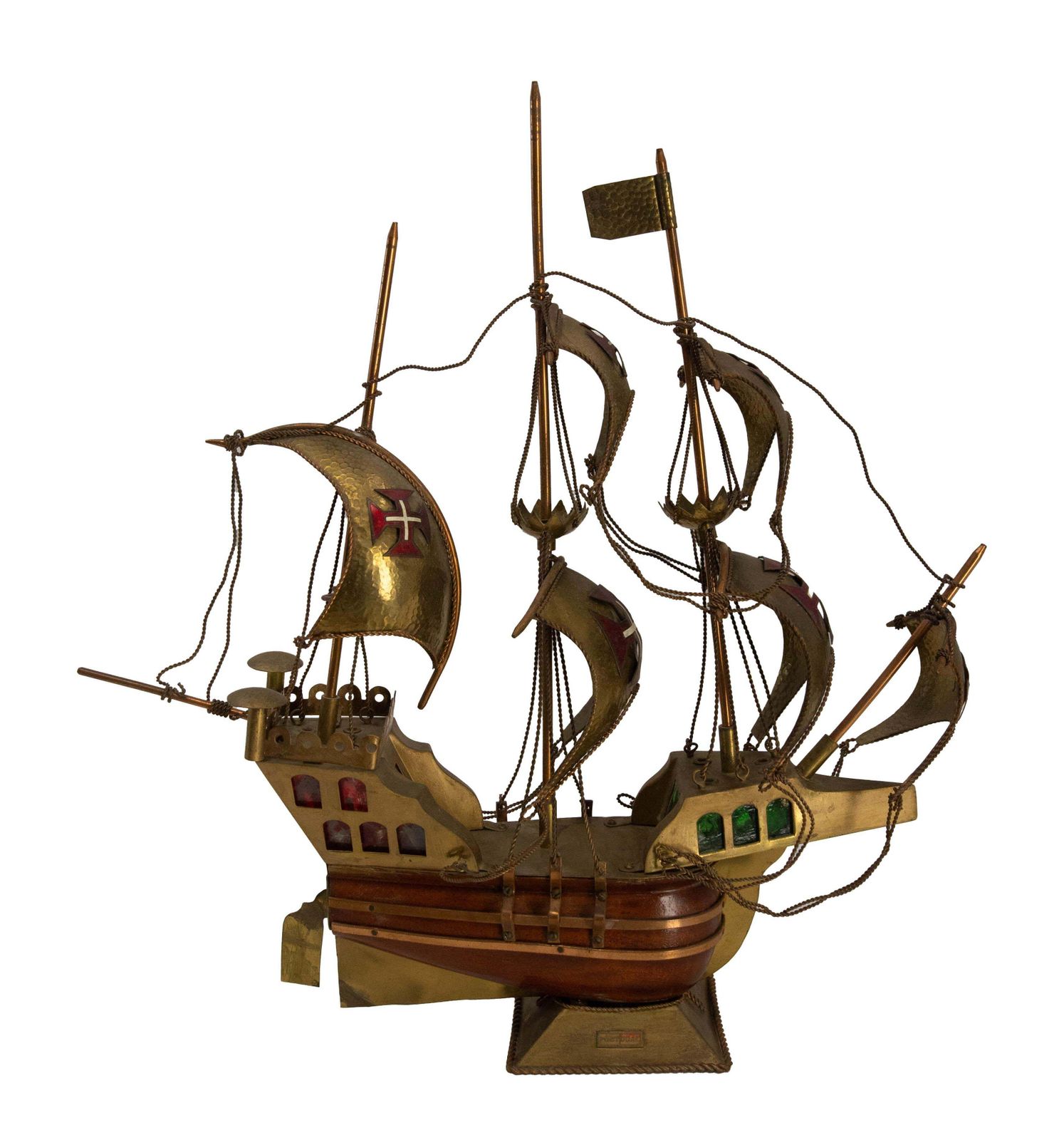 Portuguese Brass Caravel Model Boat Mood Lamp, Circa 1960 photo furniture