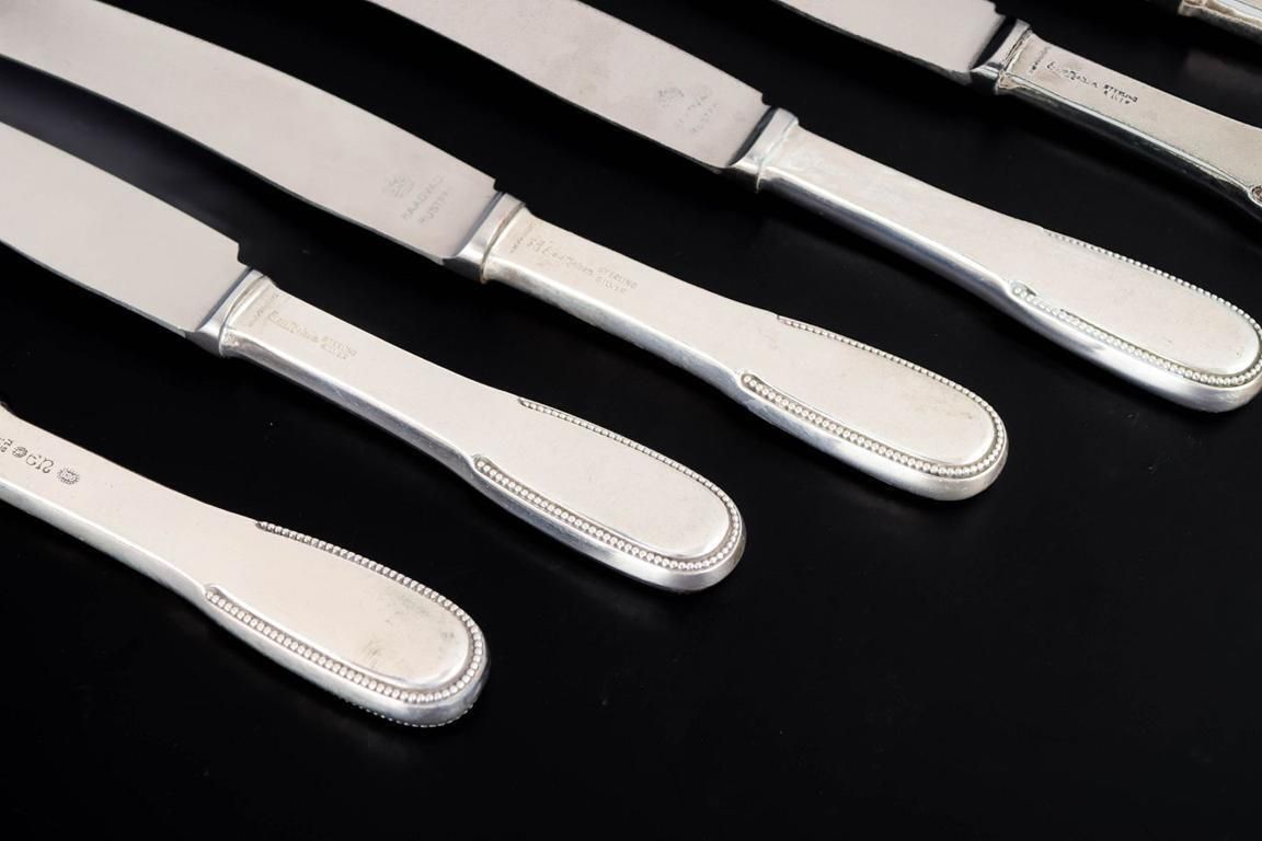 Evald Nielsen. Set Of Six Lunch Knives In Sterling Silver And Stainless Steel. photo for sale