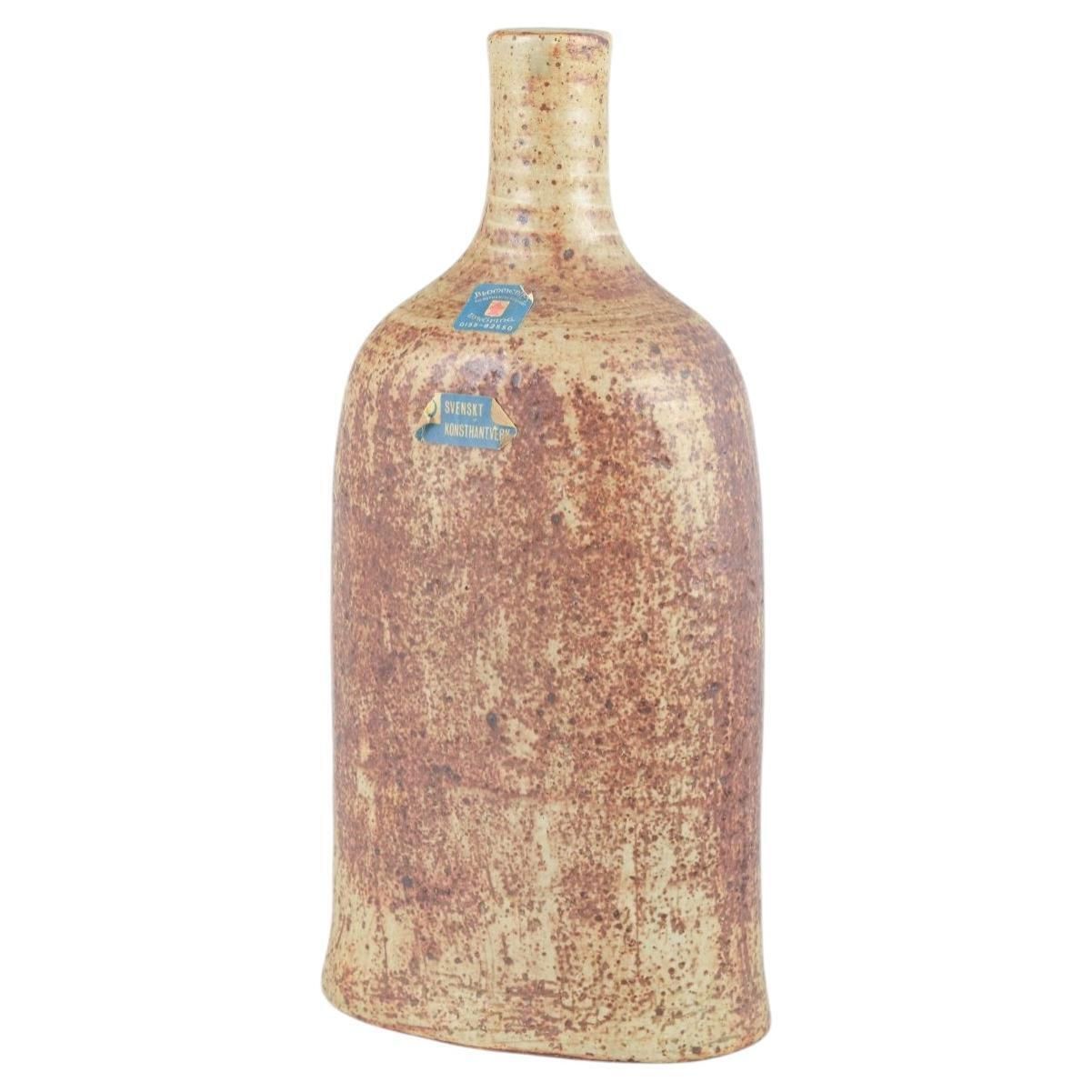 Blommenhus Keramik, Nyköping, Sweden. Bottle Shaped Vase In Stoneware, 1960s