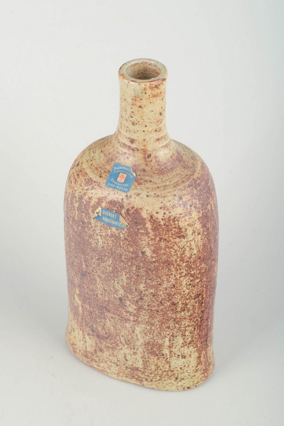 Blommenhus Keramik, Nyköping, Sweden. Bottle Shaped Vase In Stoneware, 1960s photo furniture