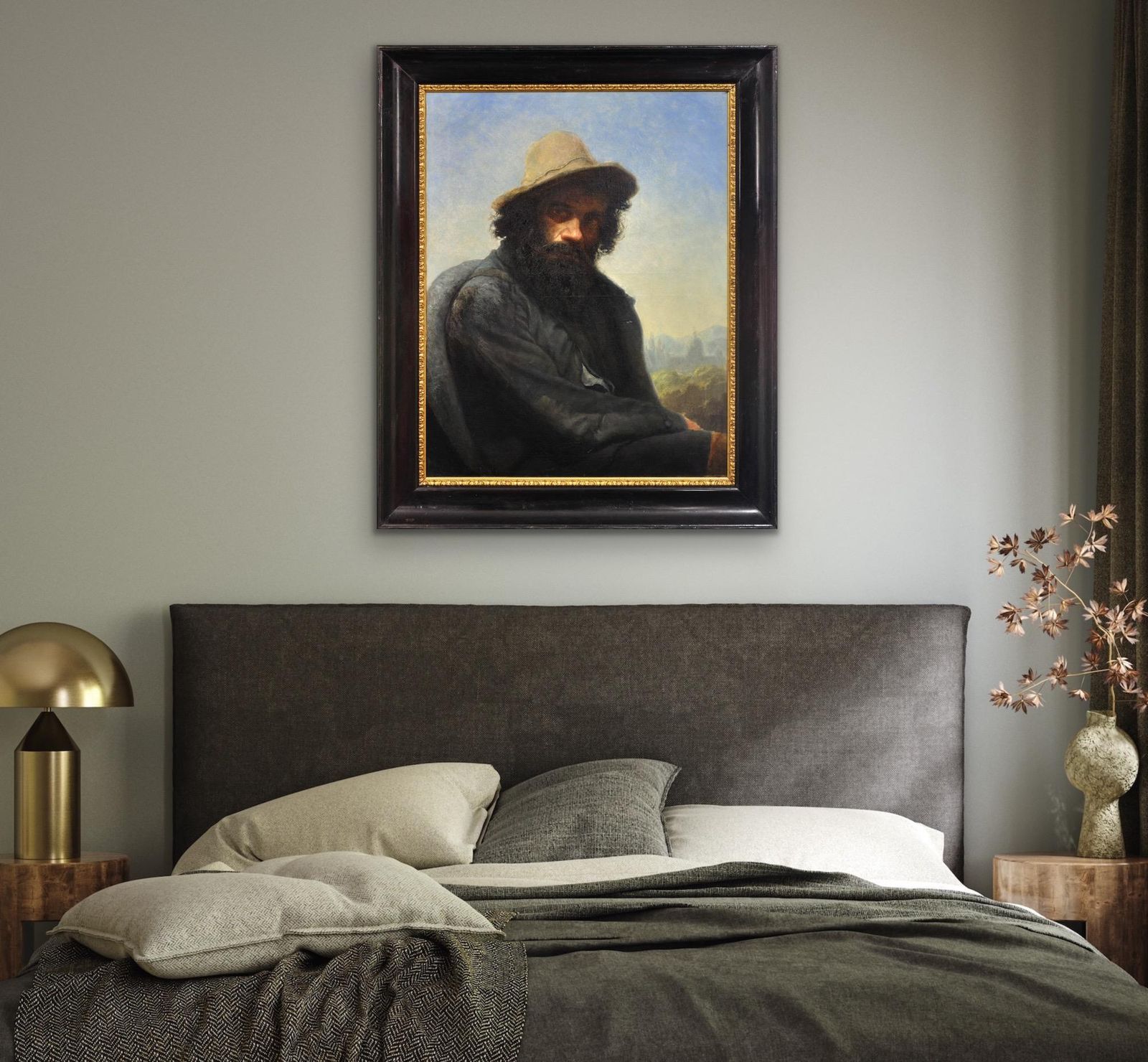 Albin Mattenheimer, 1823-1875. Autoportrait de l'artiste, Munich, 1875. Peinture à l'huile encadrée. photo 7895.0