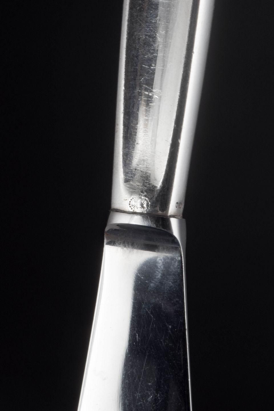 Georg Jensen. Six 'Cypress' Lunch Knives In Sterling Silver And Stainless Steel. photo vinterior