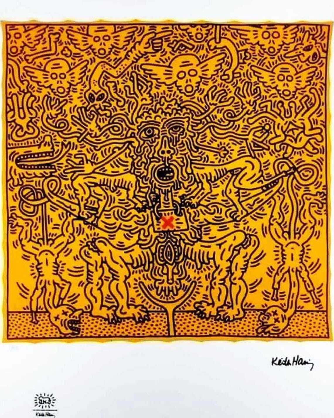1990s Keith Haring Limited Edition Lithograph   Numbered In Pencil. photo vintage